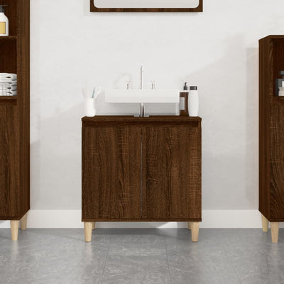 Sink Cabinet Brown Oak 58x33x60 cm Engineered Wood