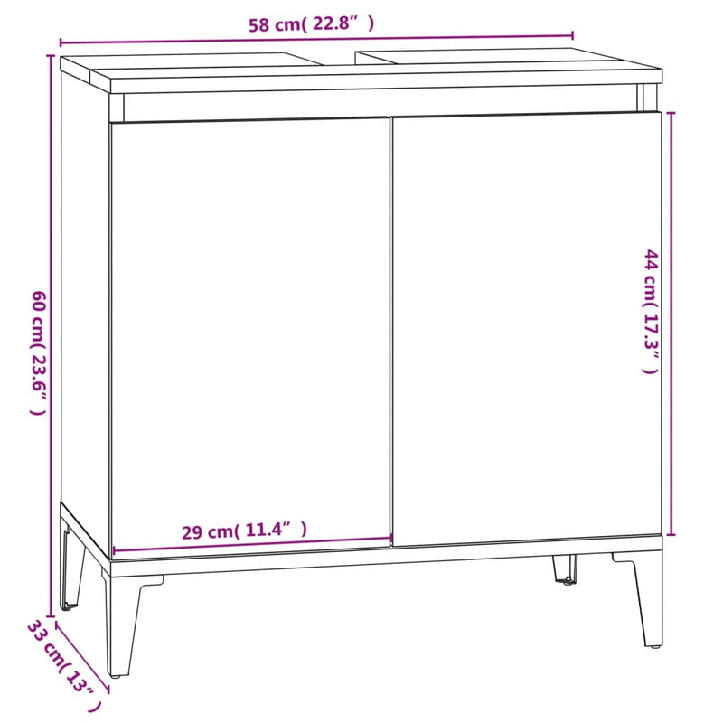 Sink Cabinet White 58x33x60 cm Engineered Wood