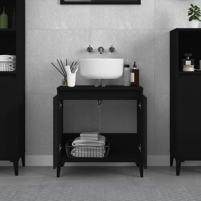 Sink Cabinet Black 58x33x60 cm Engineered Wood