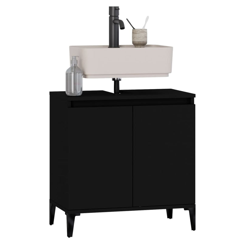 Sink Cabinet Black 58x33x60 cm Engineered Wood