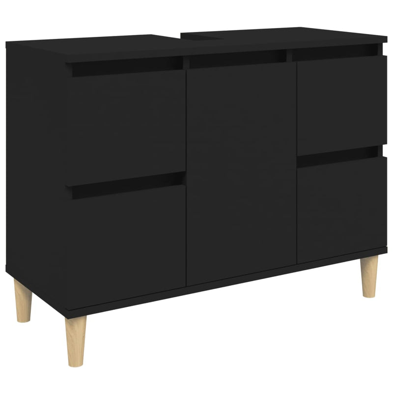 Sink Cabinet Black 80x33x60 cm Engineered Wood