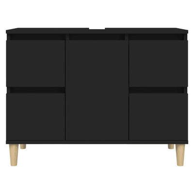 Sink Cabinet Black 80x33x60 cm Engineered Wood