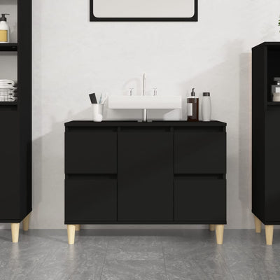 Sink Cabinet Black 80x33x60 cm Engineered Wood