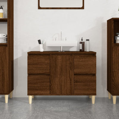 Sink Cabinet Brown Oak 80x33x60 cm Engineered Wood