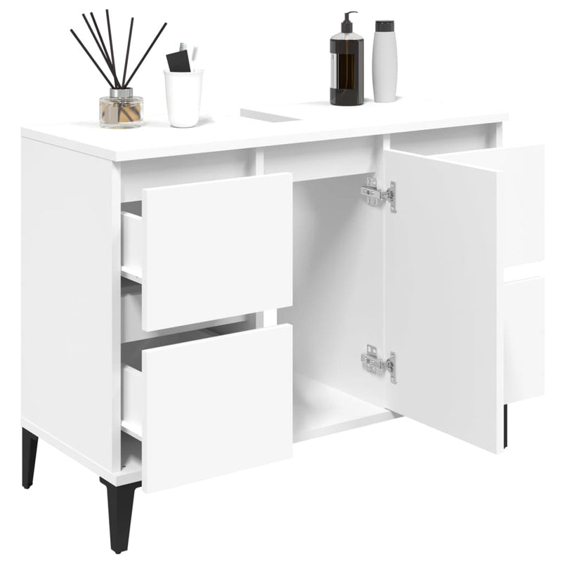 Sink Cabinet White 80x33x60 cm Engineered Wood