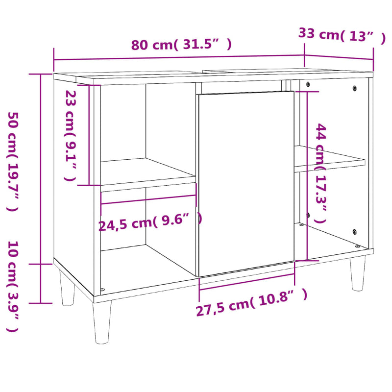 Sink Cabinet White 80x33x60 cm Engineered Wood