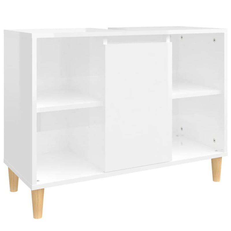 Sink Cabinet High Gloss White 80x33x60 cm Engineered Wood