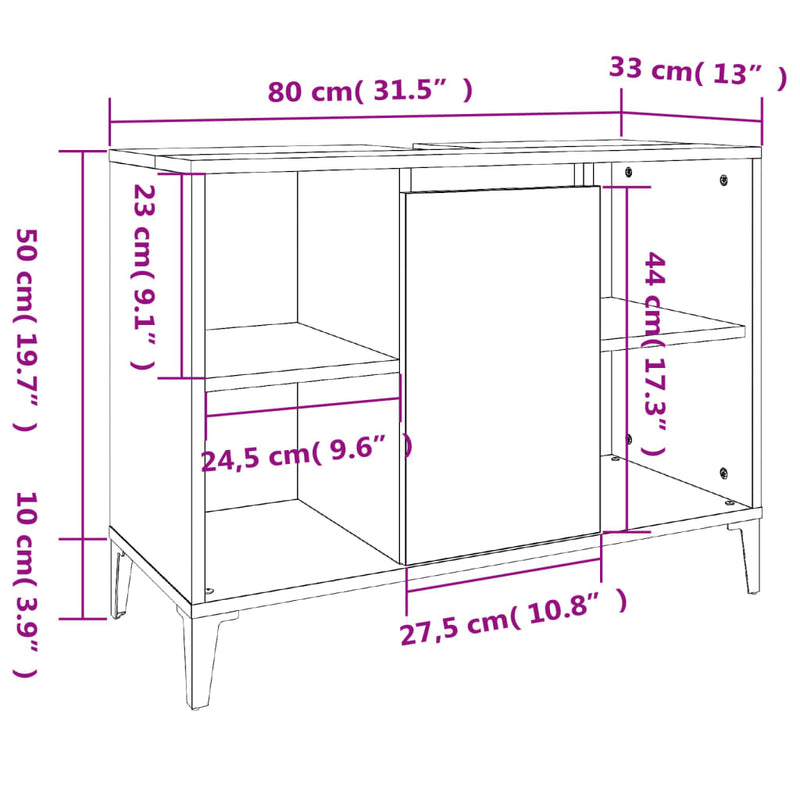 Sink Cabinet White 80x33x60 cm Engineered Wood