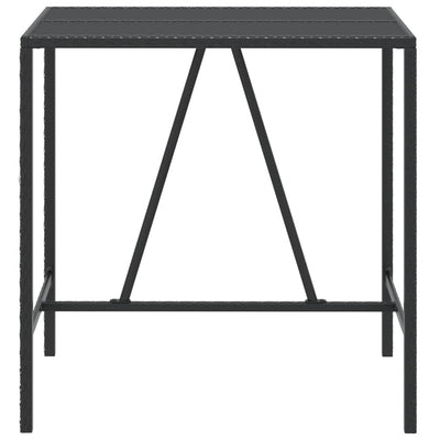 Bar Table with Glass Top Black 110x70x110 cm Poly Rattan