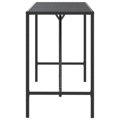 Bar Table with Glass Top Black 180x70x110 cm Poly Rattan
