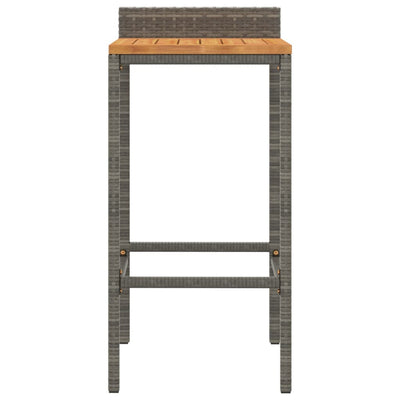 Bar Stools 2 pcs Grey Poly Rattan and Solid Wood Acacia