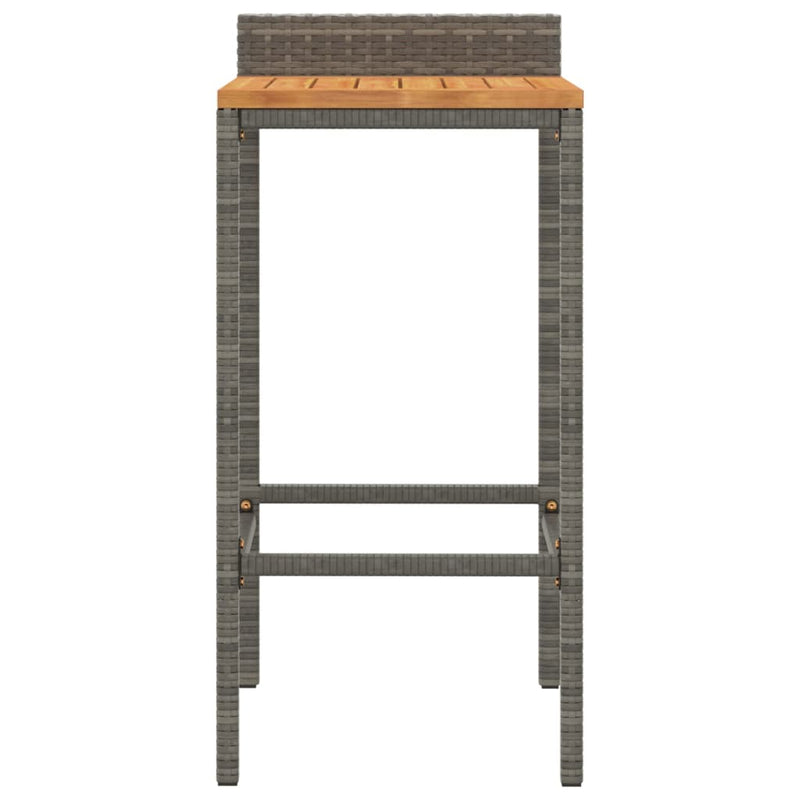 Bar Stools 2 pcs Grey Poly Rattan and Solid Wood Acacia