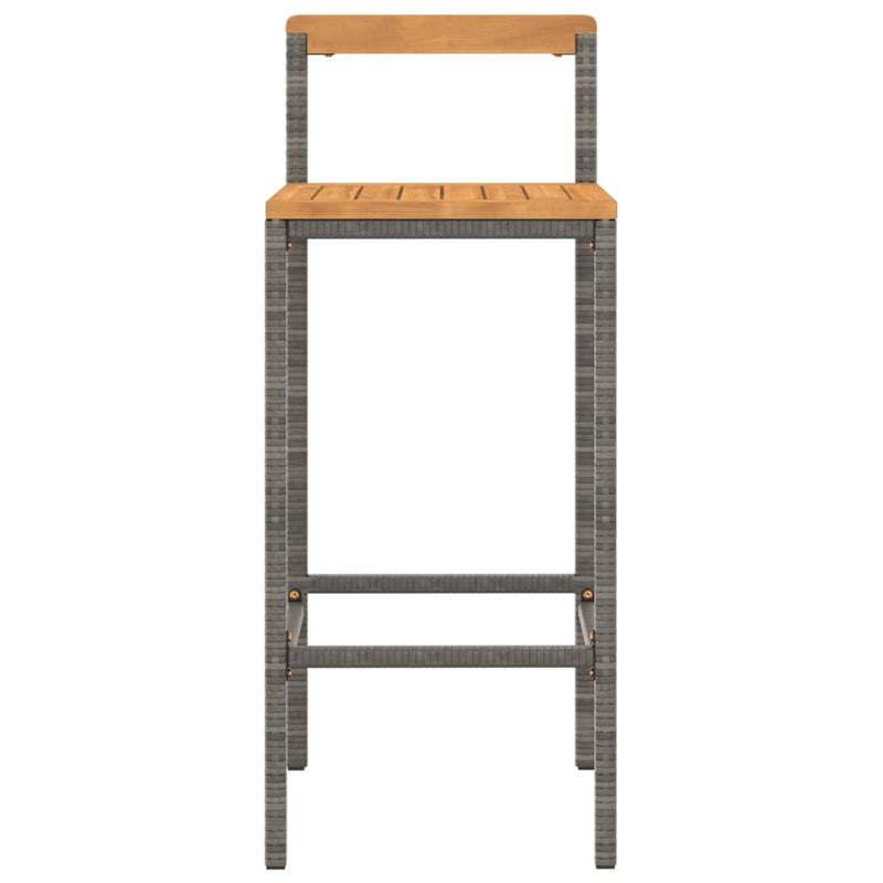 Bar Stools 2 pcs Grey Poly Rattan and Solid Wood Acacia