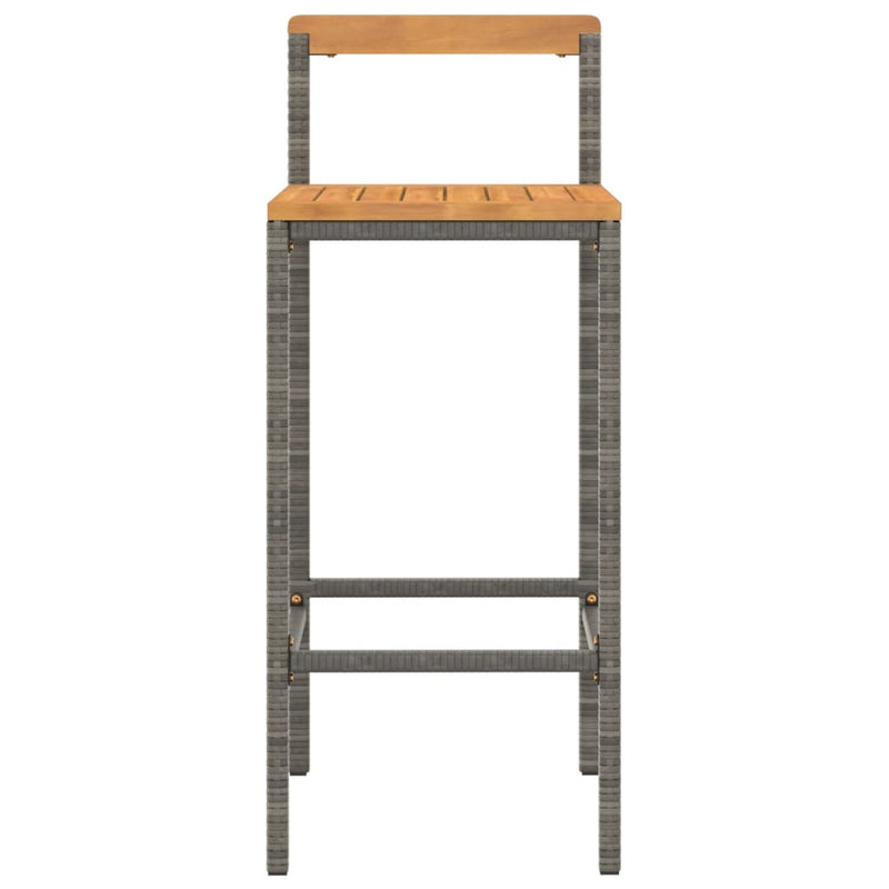 Bar Stools 4 pcs Grey Poly Rattan and Solid Wood Acacia