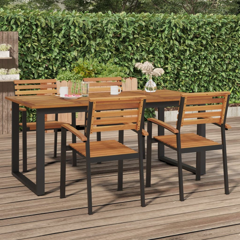 Garden Table with U-shaped Legs 180x90x75 cm Solid Wood Acacia