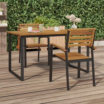 Stackable Garden Chairs 2 pcs Solid Wood Acacia and Metal