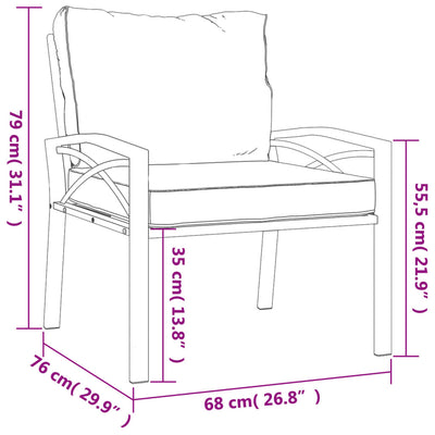 Garden Chair with Grey Cushions 68x76x79 cm Steel