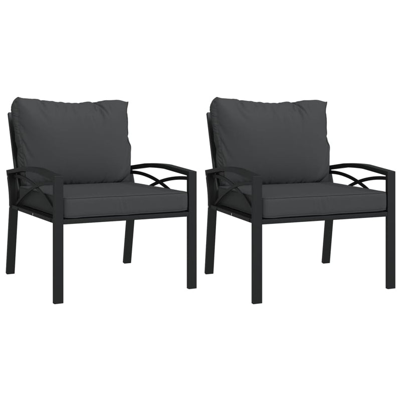 Garden Chairs with Grey Cushions 2 pcs 68x76x79 cm Steel