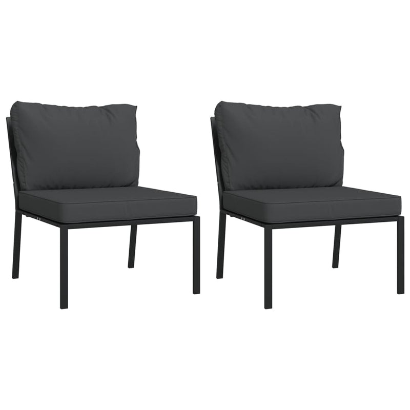 Garden Chairs with Grey Cushions 2 pcs 60x74x79 cm Steel