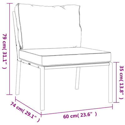 Garden Chairs with Grey Cushions 2 pcs 60x74x79 cm Steel