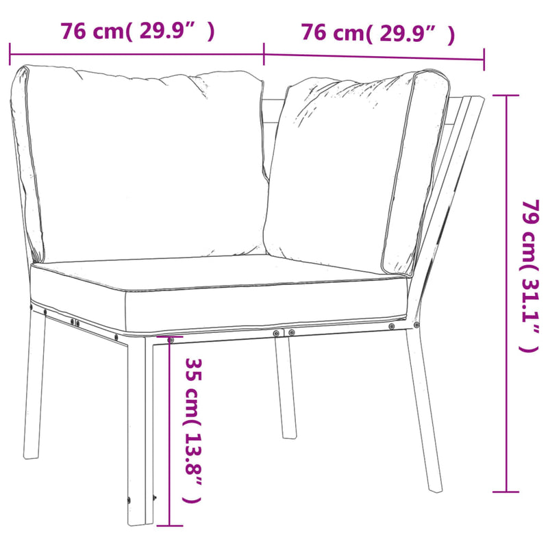 Garden Chair with Grey Cushions 76x76x79 cm Steel