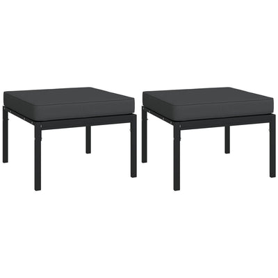 Garden Footstools with Grey Cushions 2 pcs 60x60x35 cm Steel