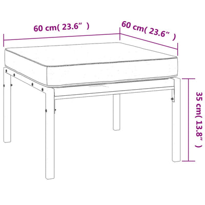 Garden Footstools with Grey Cushions 2 pcs 60x60x35 cm Steel