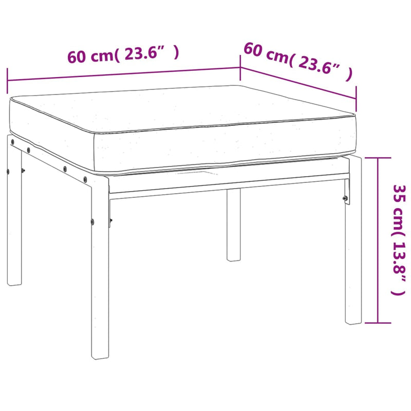 Garden Footstools with Grey Cushions 2 pcs 60x60x35 cm Steel