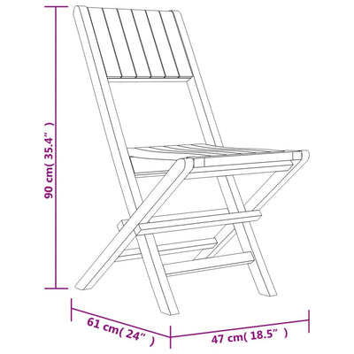 Folding Garden Chairs 2 pcs 47x61x90 cm Solid Wood Teak