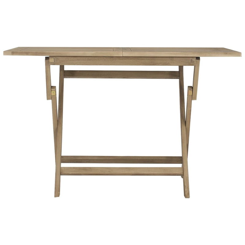 Folding Garden Table Grey 120x70x75 cm Solid Wood Teak