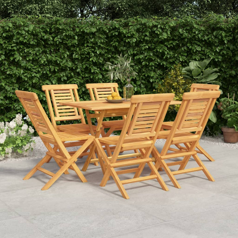 7 Piece Garden Dining Set Solid Wood Teak