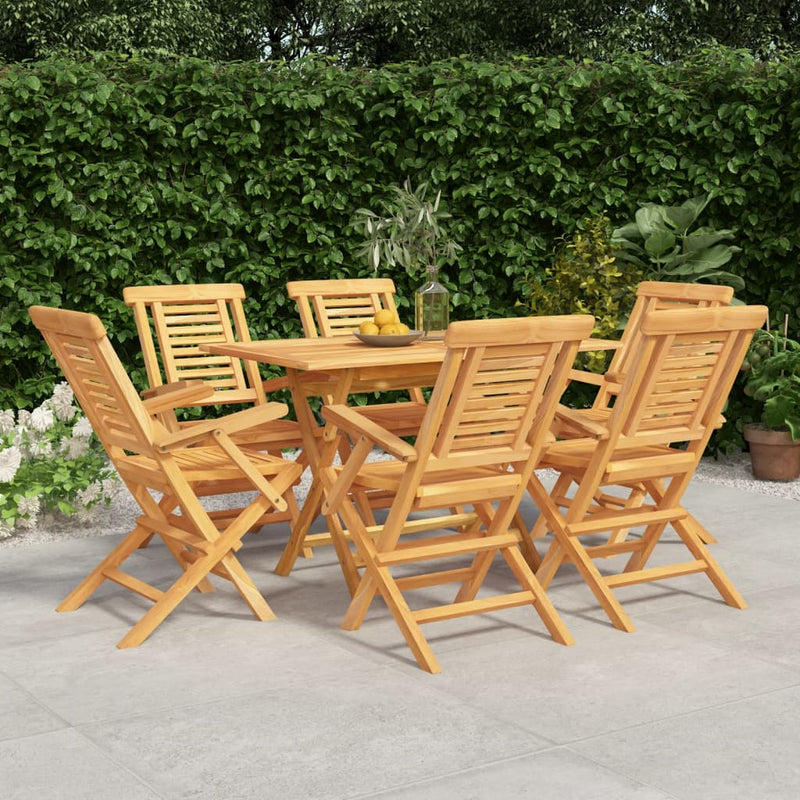 7 Piece Garden Dining Set Solid Wood Teak