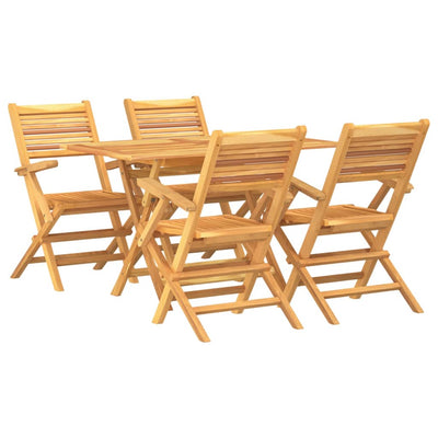 5 Piece Garden Dining Set Solid Wood Teak