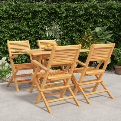 5 Piece Garden Dining Set Solid Wood Teak