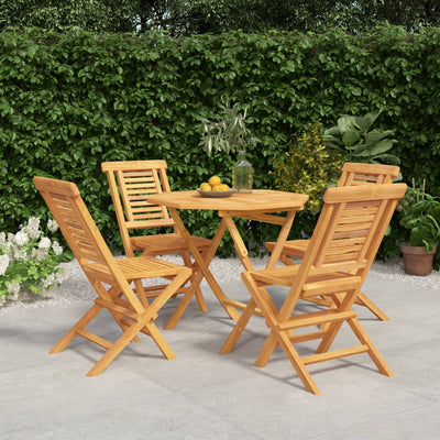 5 Piece Garden Dining Set Solid Wood Teak