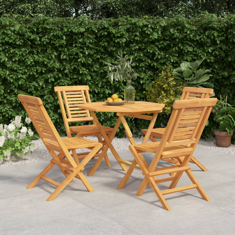 5 Piece Garden Dining Set Solid Wood Teak