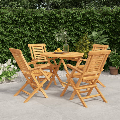 5 Piece Garden Dining Set Solid Wood Teak