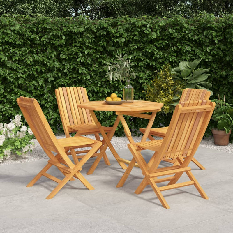 5 Piece Garden Dining Set Solid Wood Teak