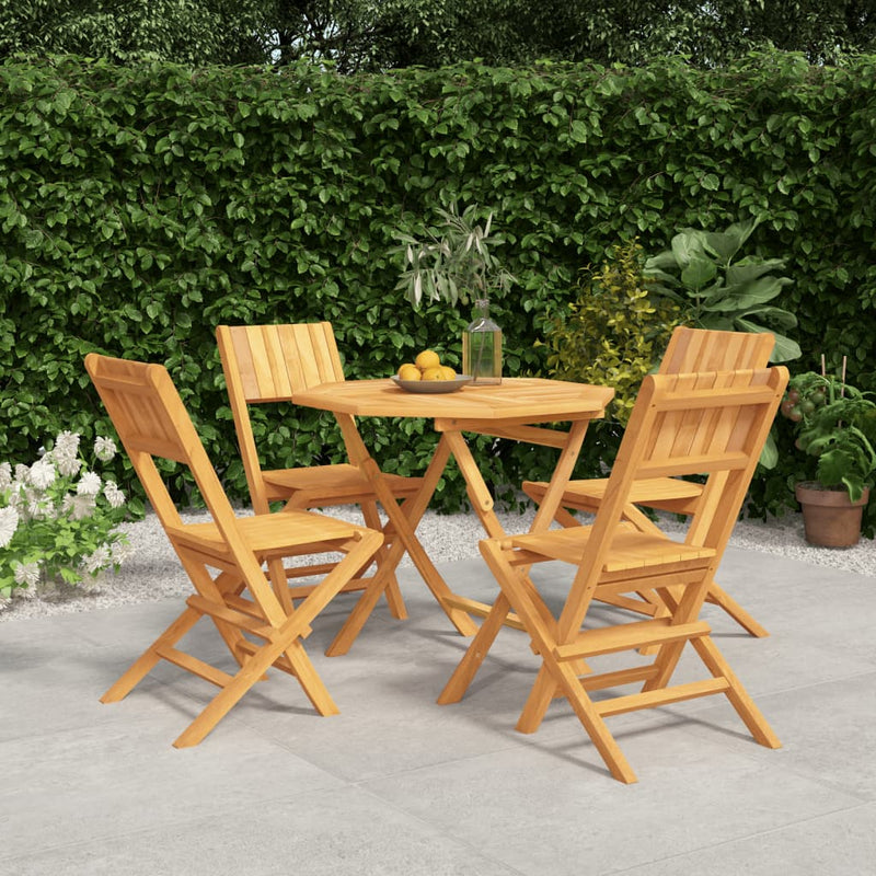 5 Piece Garden Dining Set Solid Wood Teak