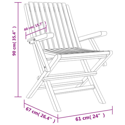 Folding Garden Chairs 6 pcs 61x67x90 cm Solid Wood Teak