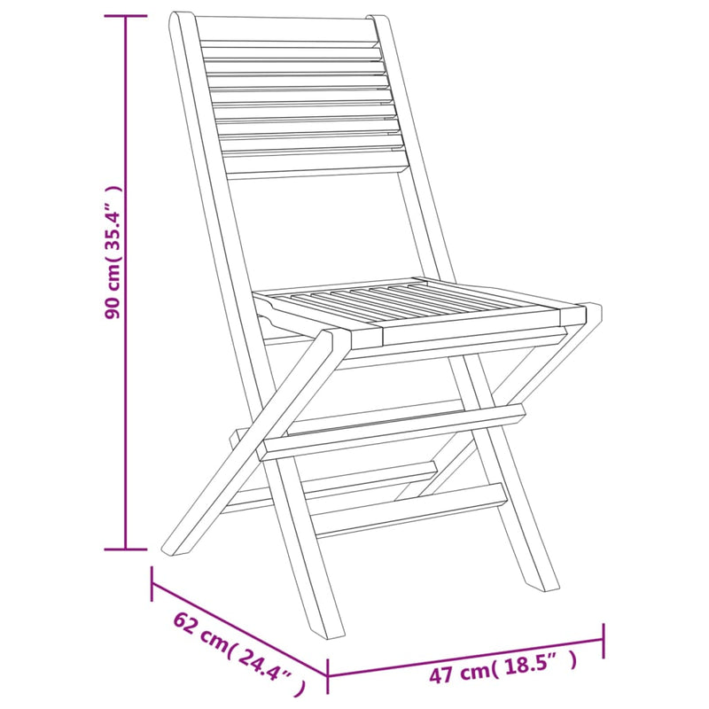 Folding Garden Chairs 8 pcs 47x62x90 cm Solid Wood Teak