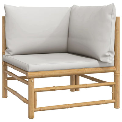 6 Piece Garden Lounge Set with Light Grey Cushions Bamboo