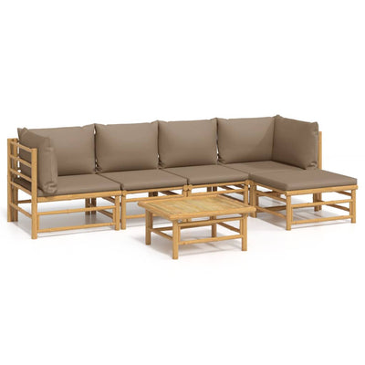 6 Piece Garden Lounge Set with Taupe Cushions  Bamboo