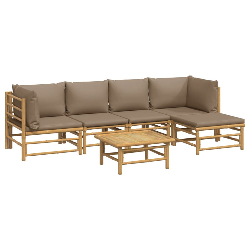 6 Piece Garden Lounge Set with Taupe Cushions  Bamboo