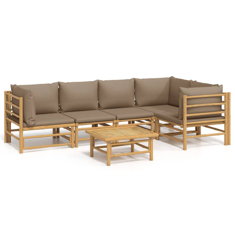 6 Piece Garden Lounge Set with Taupe Cushions  Bamboo