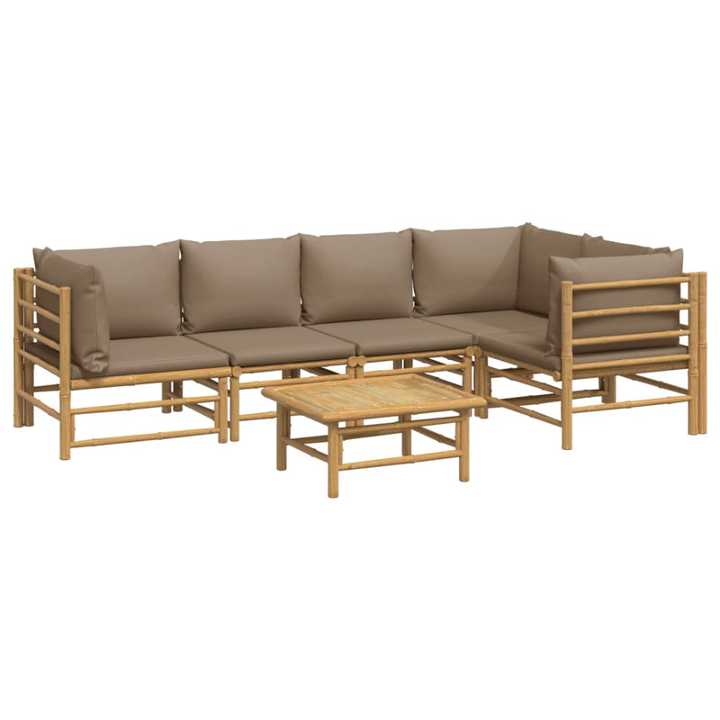 6 Piece Garden Lounge Set with Taupe Cushions  Bamboo