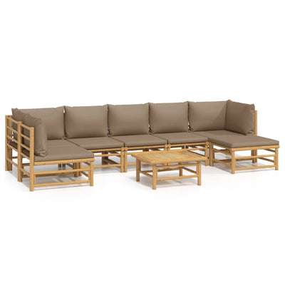 8 Piece Garden Lounge Set with Taupe Cushions  Bamboo