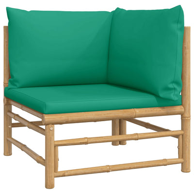 7 Piece Garden Lounge Set with Green Cushions  Bamboo