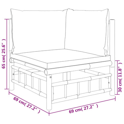 5 Piece Garden Lounge Set with Dark Grey Cushions  Bamboo