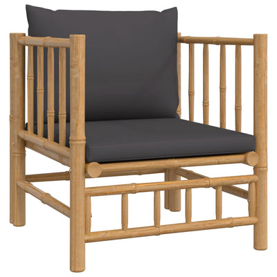 6 Piece Garden Lounge Set with Dark Grey Cushions  Bamboo